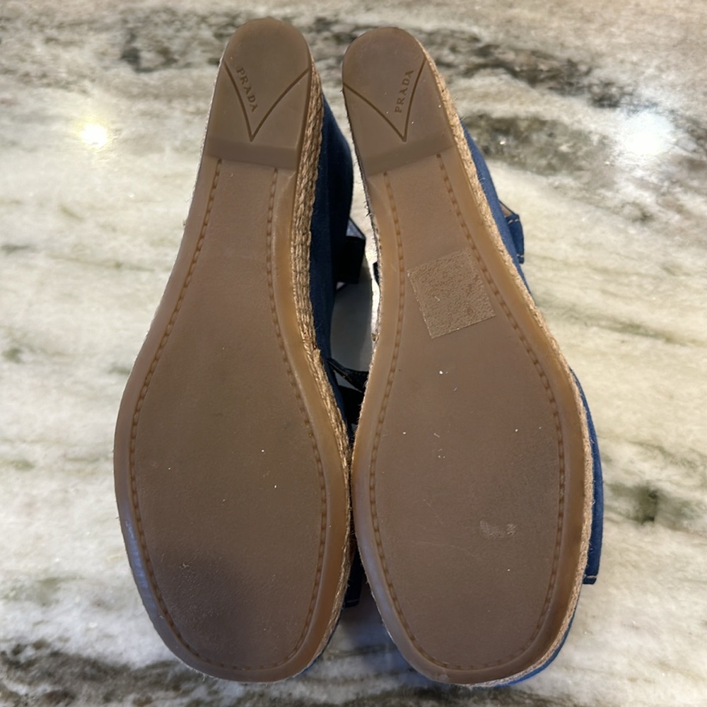 Prada Sports Suede Espadrilles sandals navy , platform, Mary lane strap & buckle - Picture 7 of 7